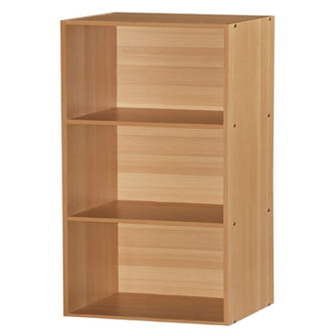 Hodedah 3 Shelf Home Organization Storage Bookcase Cabinets, Beech