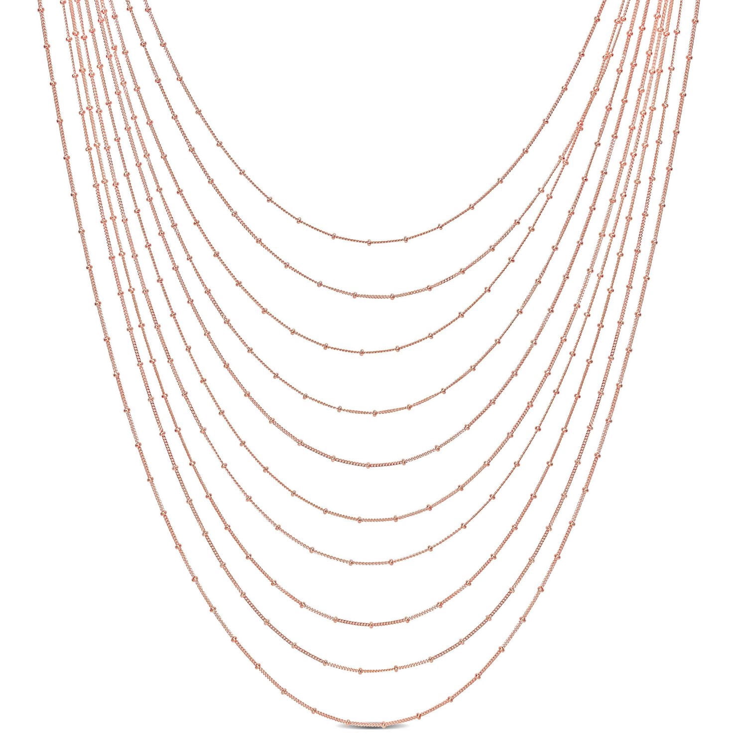 Collier chaîne à 10 brin de Miabella en argent sterling plaqué en or rose 18K