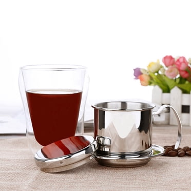 Filtre à Café en Acier Inoxydable Filtre à Café Goutte à Goutte Cafetière Tasse en Acier Inoxydable Cafetière Goutte à Goutte Vietnamienne Infuseur Phin Argent