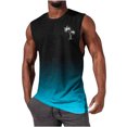 thumbnail image 1 of Styesk Débardeurs Hommes Mode Décontractée Sans Manches Imprimé Dégradé Chandail Col Rond Débardeur de Sport, 1 of 4