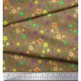 thumbnail image 2 of Soimoi Brown Rayon Fabric Leaves,Insect & Floral Artistic Print Sewing Fabric BTY 42 Inch Wide, 2 of 3