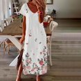 thumbnail image 1 of SMihono Summer Boho Dress pour Femmes Plus Size Mode Femmes Confortable Décontracté Col Rond Manches Courtes Imprimé Fente Dress France, 1 of 8