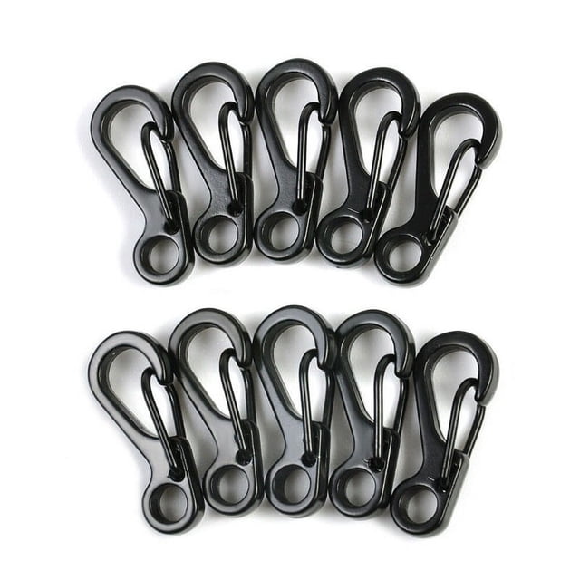 Mosiee 10Pcs/Set Carabiner Mini Stainless Steel Key Buckle Snap Spring Clip Hook Stainless Steel Rust-Proof Camping Hiking Parts
