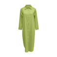 thumbnail image 4 of Kcodviy Chemise-Robe Unie pour Femme Robes pour Femmes pour le Travail Jupe Longue Décontractée Longues Robes pour Femmes Décontractées d'Été Robe Cardigan à Manches, 4 of 5
