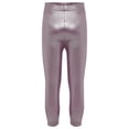 thumbnail image 4 of MSemis Girls Jazz Dance Leggings Metallic Ribbed Elastic Waistband Solid Color Toursers for Hip-hop Performance Pink 150, 4 of 5
