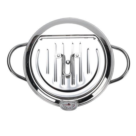 Fish Fryer Pot, 304 Stainless Steel Deep Fryer Pot Temperature Control Multifunctional Oil Saving Thickened with Lid, with Oil Drip Drainer Rack for Kitchen, for Frying Chicken