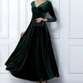 thumbnail image 3 of Robe de Soirée à Manches Longues en Velours Doré Automne et Hiver pour Femmes, 3 of 9