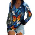 thumbnail image 1 of Pompotops Chemisier Blouse à Manches Longues à Col en V pour Femmes avec Papillon de Mode, 1 of 6