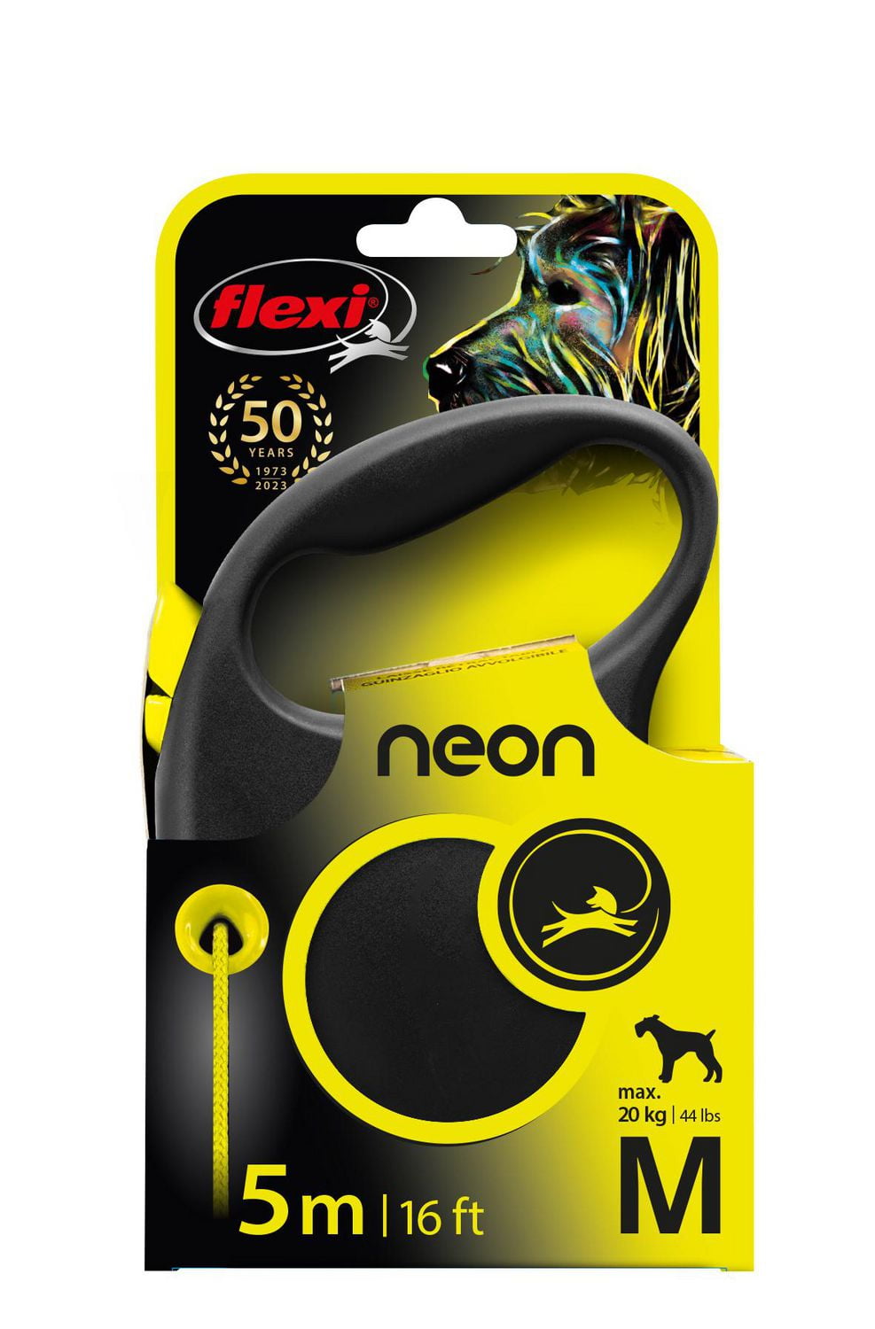 Flexi Moyenne FUN Néon Réfléchissante Rétractable Chien Laisse 5m/16ft