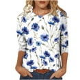 thumbnail image 1 of Pompotops T-shirt Ample Imprimé pour Femme Blouse à Manches 3/4 Col Rond Hauts Décontractés Liquidation, 1 of 5