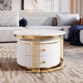 thumbnail image 3 of Homy Casa Tables Basses Rondes Modernes 27,6 Pouces Blanches avec Tiroirs, 3 of 8
