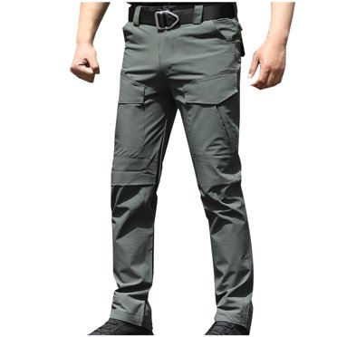 EGNMCR Men's Lightweight Pants, Cargo Pants Men, Linen Pants Men Mens Fashion Solid Multiple Pockets Multi Multifunctional Work Trousers Pants Men Nylon Pants