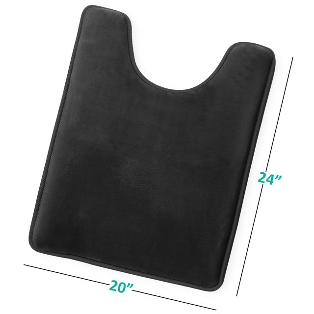 1 Contour Clara Clark Bath Mat Bathroom Rug - Absorbent Memory Foam Bath Rugs - Non-Slip, Thick, Cozy Velvet Feel Microfiber Bathrug, Plush Shower, Toilet- Floor Bathmats Carpet - Black - 24"x19"