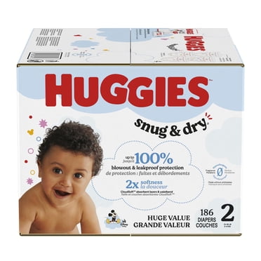 Couches pour bébés Huggies Snug&nbsp;&&nbsp;Dry, taille&nbsp;2 (5&nbsp;à 8&nbsp;kg [12&nbsp;à 18&nbsp;livres]), 186&nbsp;couches