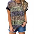thumbnail image 1 of Nouveau T-Shirt à Manches Courtes Léopard pour Femmes Nouvelle Mode T-Shirt de Rue Grande Taille Col Rond Ample Décontracté, 1 of 6