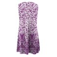 thumbnail image 4 of HKEJIAOI Robe Fleurie pour Femmes Robe d'Anniversaire Mode Femmes Décontractée Aguichant Col Rond Robes Imprimées Été Sans Manches Robe Chandail Rabais Liquidation Violet, 4 of 5