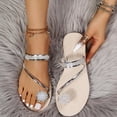 thumbnail image 1 of LSLJS Women Summer Clip-Toe Shoes Rhinestone Flats Casual Beach Sandals, Women's Slippers, 1 of 9