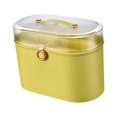 thumbnail image 1 of GROWTH TANK Home Organiser Storage Box Organization Bin with Lid And Handle Two Compartments Yellow, 1 of 9