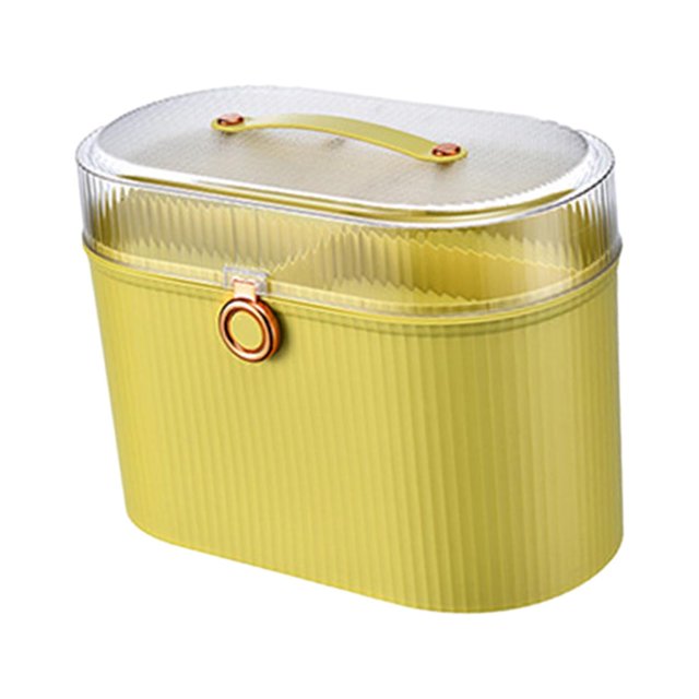 GROWTH TANK Home Organiser Storage Box Organization Bin with Lid And Handle Two Compartments Yellow