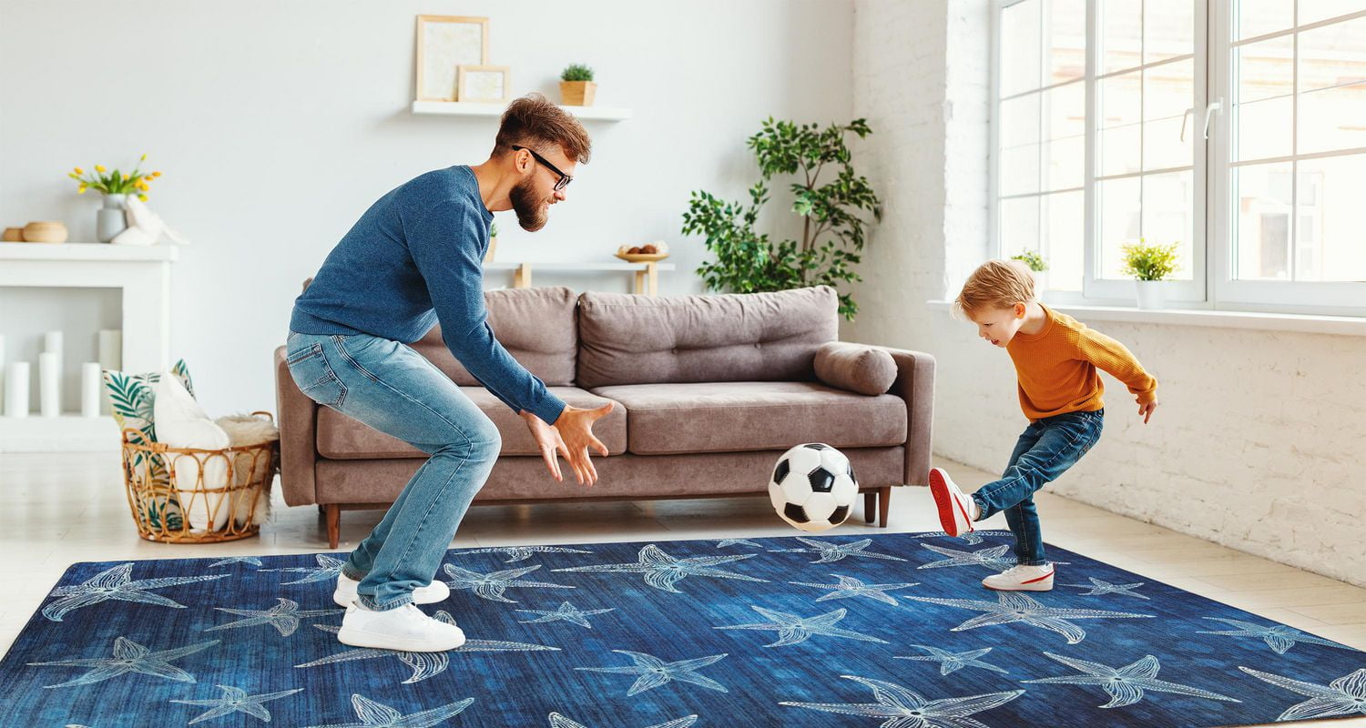 Tapis d'extérieur lavable Boca bleu 7 pi x 9 pi