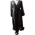 thumbnail image 5 of Robe Transparente pour Femmes en Mousseline, Cache-Bikini à Manches Longues, Décolleté en V Profond, 5 of 5