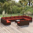 thumbnail image 1 of vidaXL Ensemble de Salon de Jardin 13 Pcs avec Coussins Brun, 1 of 5