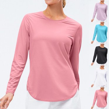 EQWLJWE Fall Savings!Womens Shirts Dressy Casual,3/4 Sleeve Shirts For Women,Plus Size Womens Tunics Short Sleeves,Solid Color Fashion Women Long Sleeve Comfortable Breathable Round--Neck Shirt Tops