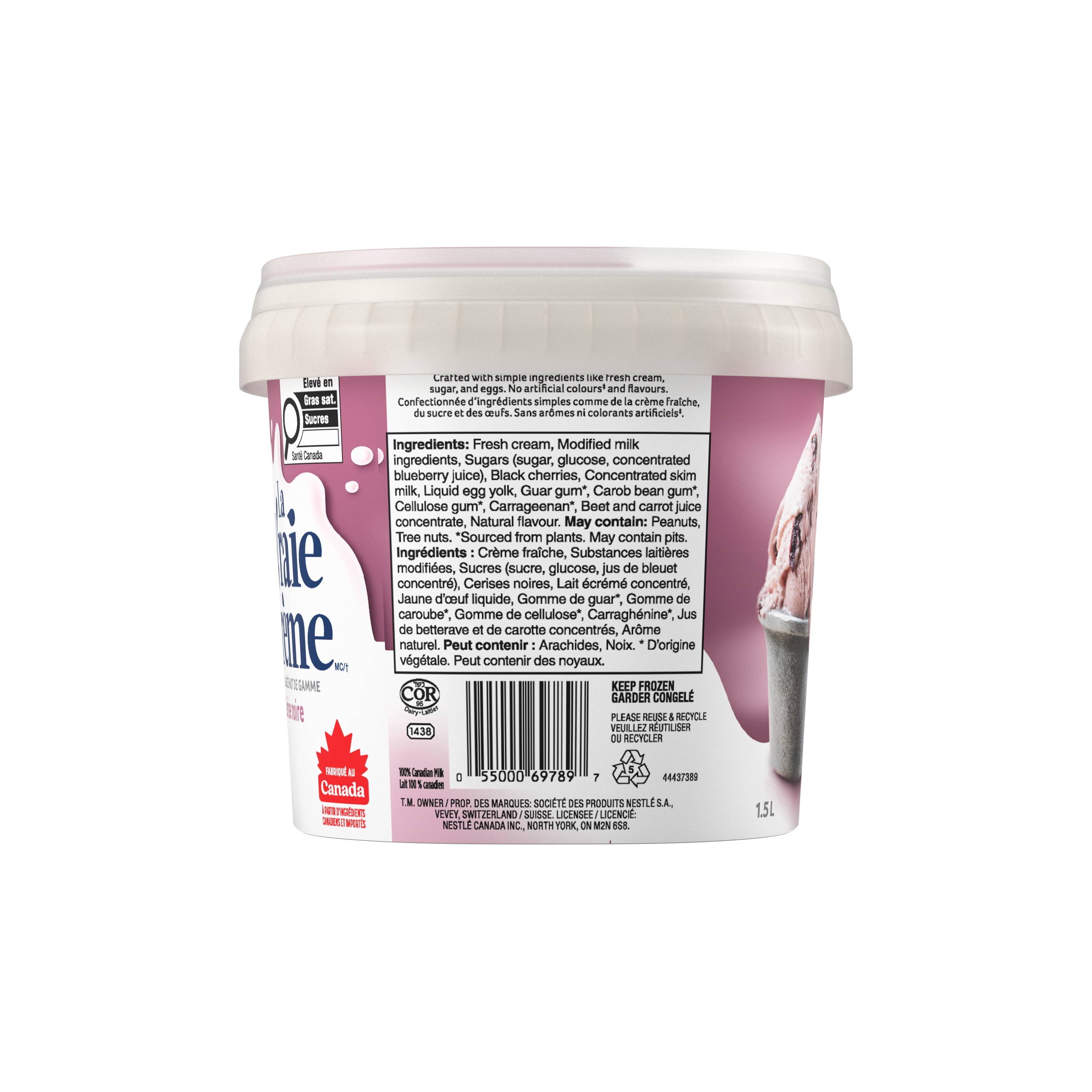 REAL DAIRY Crème Glacée Haut De Gamme Cerise Noire 1,5 L