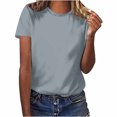 thumbnail image 1 of Timegard Short Sleeve Tops for Women Crew Neck Solid Color Comfy Casual Loose Shirts Top Basic Tee Blouse, 1 of 5
