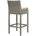 thumbnail image 5 of Modway Tabouret de Bar d'Extérieur en Rotin à Conduit, Gris Pâle et Beige (Ensemble de 4), 5 of 5