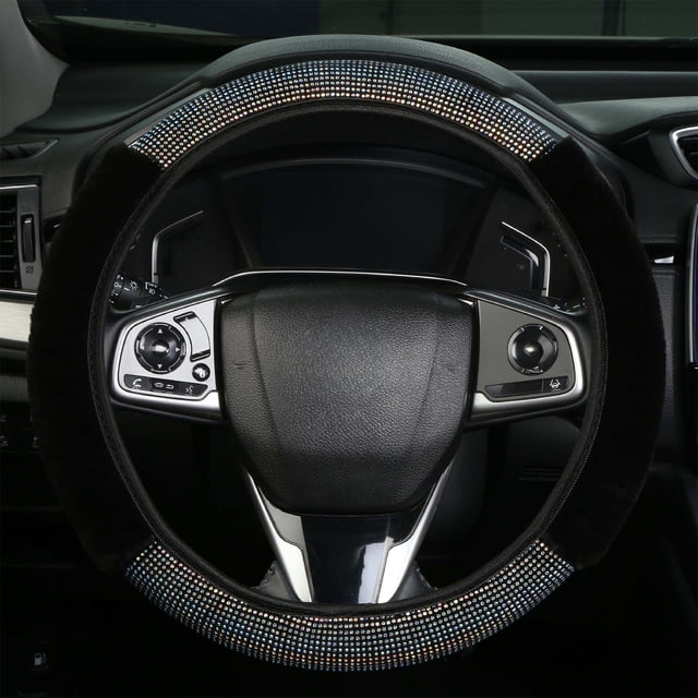 EGNMCR Steering Wheel Cover Car Steering Wheel Cover Elastic Without Inner Steering Wheel Cover Universal Flash Diamond Full Diamond Non-Slip Handlebar Cover Steering wheel cover