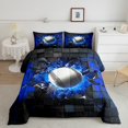 thumbnail image 2 of Erosebridal Baseball Comforter Sets King Size,Gradient Geometric Comforters & Duvets,Blue Black,Reversible, 2 of 7