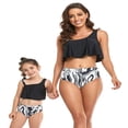 thumbnail image 1 of Family Matching Swimwear Mom and Daughter Patchwork Bra Ruffled Tops with Briefs Swimsuit, 1 of 6