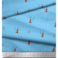 thumbnail image 3 of Soimoi Blue Rayon Crepe Fabric Stars & Violin Musical Instrument Fabric Prints By Yard 46 Inch Wide, 3 of 5