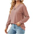 thumbnail image 3 of HKEJIAOI Womens Tunic Shirts Round Neck Solid Midweight Long Sleeve Top, 3 of 5