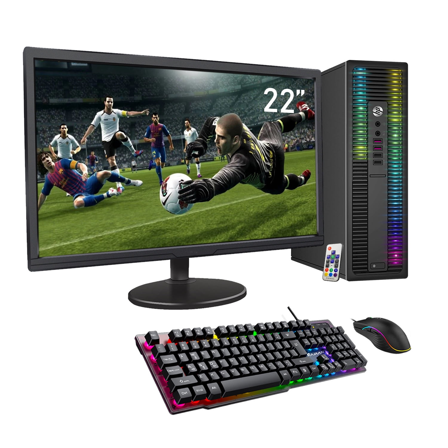 HP EliteDesk Desktop Computer | Quad Core Intel i5 (3.2GHz) | 16GB DDR3 RAM | 512GB SSD Solid State | 22 Inch FHD Monitor | Windows 10 Professional | RGB Light PC - Refurbished