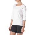 thumbnail image 2 of Hanes T-Shirt Raglan en Coton Extensible pour Femmes, TG, Blanc, 2 of 3