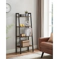 thumbnail image 1 of VASAGLE Ladder Shelf, 4-Tier Bookshelf, Storage Rack, Bookcase with Steel Frame, for Living Room, Home Office, Kitchen, Bedroom, Industrial Style, Hickory Brown and Matte Black, 1 of 6