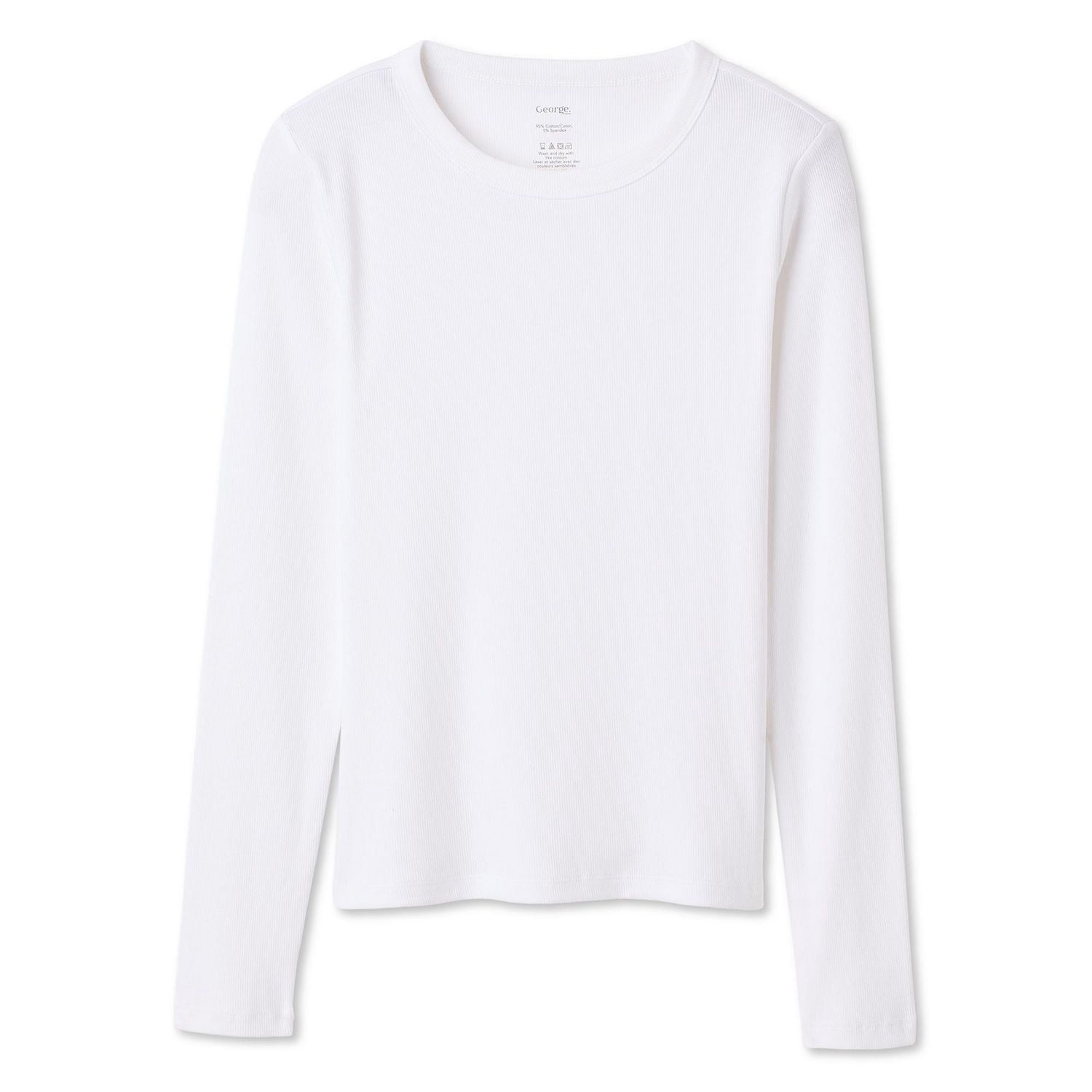 T-shirt côtelé à manches longues George pour femmes