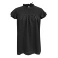 thumbnail image 4 of B91xZ Women's T-shirt d'Été Col Rond Manches Courtes Ajusté, Noir S, 4 of 4