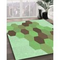 thumbnail image 3 of Ahgly Company Tapis de Zone Rond d'Intérieur Lavable à la Machine, Style Transitionnel, Vert Olive Terne, 5 Pieds Rond, 3 of 7