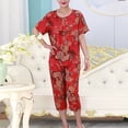 thumbnail image 2 of Pisexur Ensembles de Pyjama pour Femmes 2 Pcs Boho à Imprimé Floral Chemises de Nuit en Coton pour Femmes Décontractées Col Rond T-Shirts à Manches Courtes Hauts et Pantalons de Détente Longueur Genou Pyjamas Grande Taille pour Femmes Ensemble TG-4TG, 2 of 3