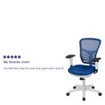 thumbnail image 2 of Mid-Back Blue Mesh Multifunction Executive Swivel Ergonomic Office Chair with Adjustable Arms and White Frame, 2 of 9