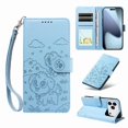 thumbnail image 1 of Compatible with iPhone 17 Pro Case Wrist Strap Leather Dog Embossed Pocket Card Slot Holders, 1 of 5