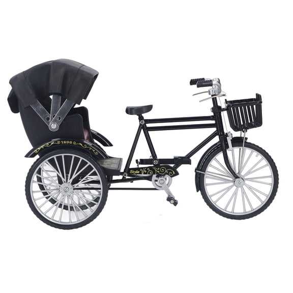 Modèle de Rickshaw, Design Rétro Modèle de Rickshaw à 3 Roues Aspect Lustré pour Bar Noir,Vert