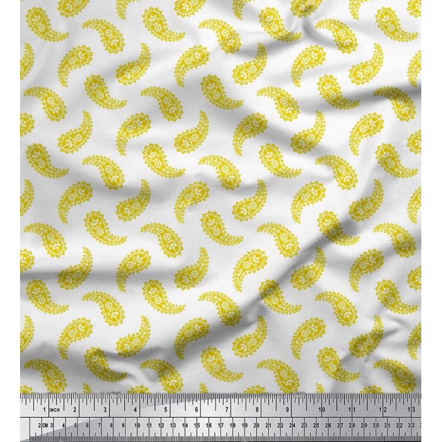 Soimoi Modal Satin Fabric Floral & Paisley Print Sewing Fabric Yard 42 Inch Wide
