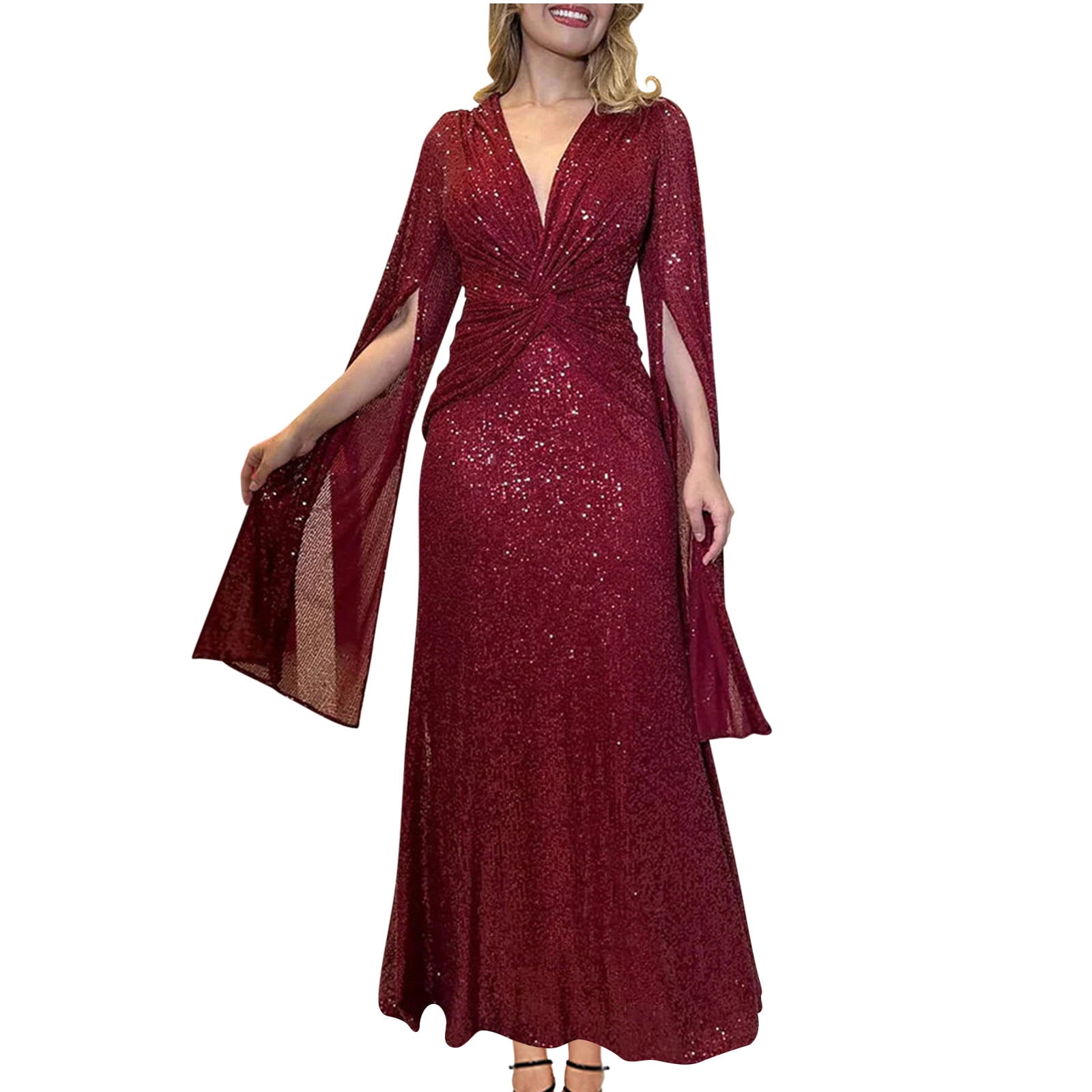 Gspmoly Robe d'Été, Robe de Fête à Paillettes Personnalisée pour Femmes, Couleur Unie, Ajustée et Moulante, Robes de Travail pour Femmes Offres Prime