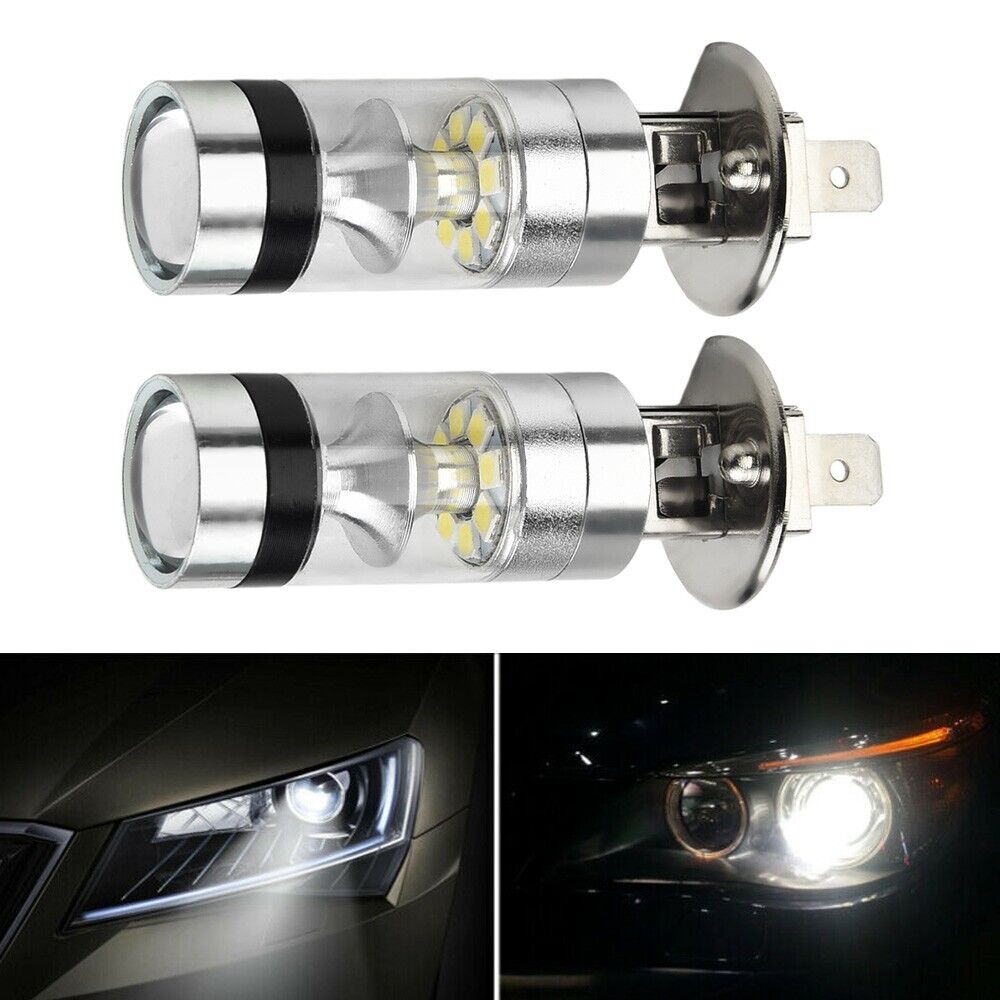 Upgrade your car lighting system with 2 H1 100W 20SMD LED white light bulbs-