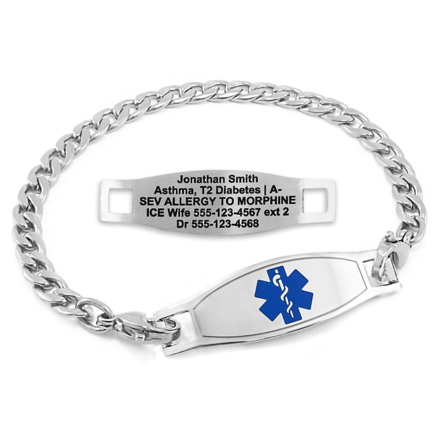 MedicEngraved Stainless Steel Custom Medical Alert Bracelet - 5mm Curb Link
