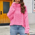 thumbnail image 2 of Chandail à Manches Longues pour Femmes Mode pour Femmes Manches Longues Col Rond Chandail Ample Hauts Blouse Chandail Tricoté Hauts pour Femmes Décontracté Automne P-229 Rose-A m, 2 of 6